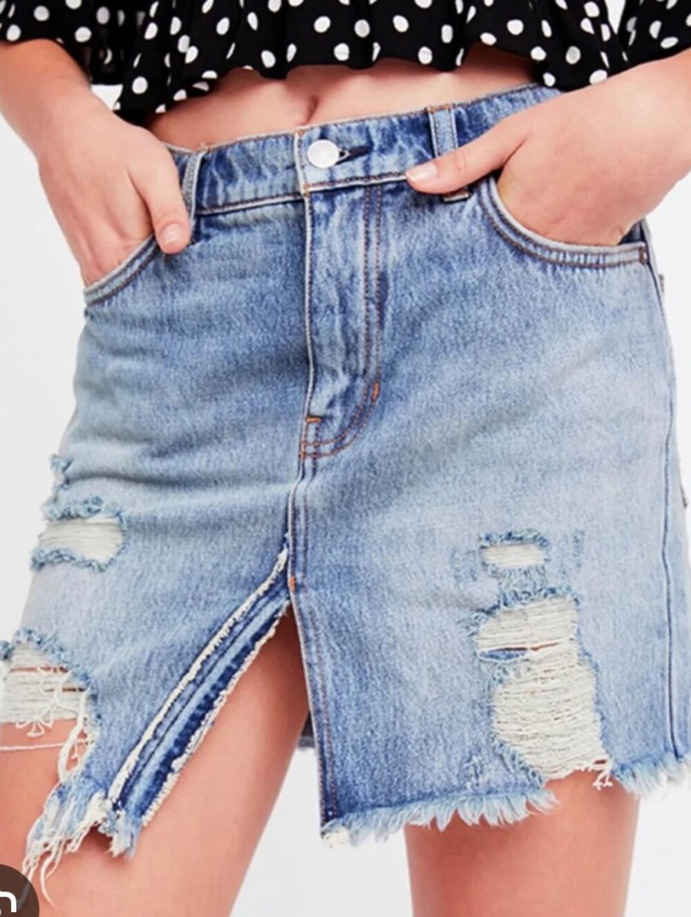 We The Free  Relax and Destroy Denim Skirt